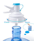 Two Pack Water Dispenser Valve For Five Gallon Jugs, Food Grade PP, Reusable And Built To Last For Office Home Camping Events, Fits Most Dispensers, Easy Install, Leak Free And Mess Free. White and blue 55mm crown-top water dispenser valve with open-close guide