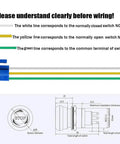 Wiring diagram and dimensions for Stainless Steel 22mm Latching Emergency Stop Push Button Switch 1NO 1NC 12-250V 3A