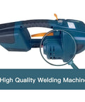 Handy Portable Electric Strapping Machine For Pet Or Pp Tape That Wields 2800N Force Fast One Hand Charge showing grip and motor details.
