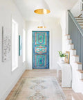 Blue Hand Carved Authentic Barn Doors Custom Size For Interior Or Exterior Entrance Front Doors No Glass Or Hardware Included