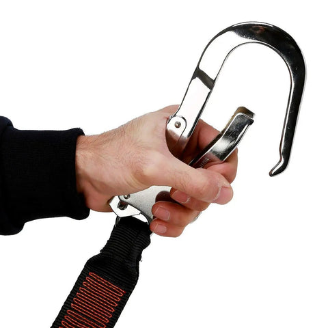 Heavy Duty Six Foot Shock Absorbing Lanyard Featuring Single Snap Hook Plus Dual Rebar Scaffolding Connectors Rock Solid Fall Protection Gear Osha Approved Top Tier Jobsite Ready