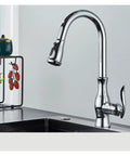 GAZOGJ Black Kitchen Faucet Pull Down Sink Mixer Tap 360°Rotation Single Lever Water Crane Durable Chrome Finish