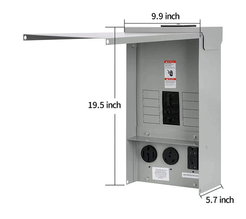 Heavy Duty Temporary Power Outlet Panel With 20 30 And 50 Amp Receptacles, RV Electrical Panel With Breaker, ETL Listed