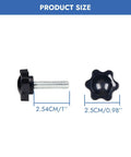 Twelve Pack Of Quarters Twenty By One Inch Star Thumb Screws With Knurled Faces providing size details, 1 inch length and 0.98 inch diameter.