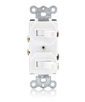 Dual Control AC Toggle Duplex Combination Light Switches 15 Amp White 2 Pack for kitchen dining room and bathroom lighting
