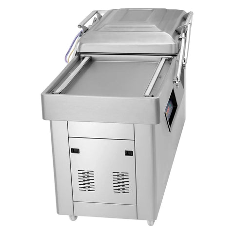 Chamber Vacuum Sealer With 1200 Watts And A Generous 23 Inch Seal Bar for professional grade food storage in stainless steel.