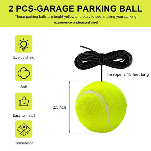 Two Pack Garage Parking Ball Set With Adjustable Height Ceiling Lanyard And Mount Hooks Tennis Ball Car Stop Indicator