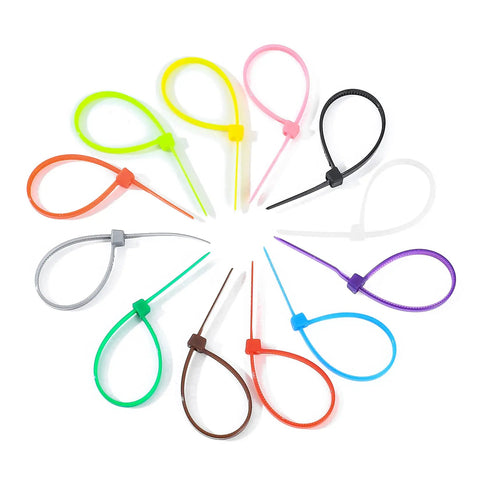Massive 1200 Pack Multicolor Zip Ties 4 Inch Self Locking Nylon Cable Ties Set In 12 Colors arranged in a circle