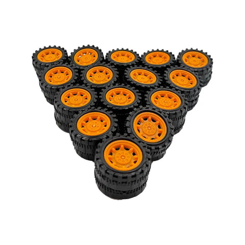 30 Piece Plastic Wheel Set With Round Rod Shafts For RC Model Cars And DIY Builds Includes 34mm Wheels 12mm Thick And 2mm Shafts