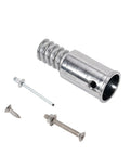 Heavy Duty Metal Replacement Tips Kit For Telescopic Extension Poles With Three Quarters Inch Threaded Tips, Easy Install No Fuss Repairs, Fits Most Poles With Three Quarters Inch Diameter, Compatible With Extend-A-Reach DocaPole Poles. Silver aluminum replacement tip kit with screws