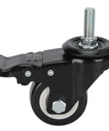 Built Tough 25 Inch Swivel Caster Wheel With Snappy Lock Brake And Twin Bearings For Heavy Duty Cart Furniture Trolley Low Noise Poly Roller M12 Mount side view of black swivel caster with brake