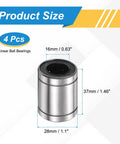 4 Pack LM16UU Linear Ball Bearings 16mm Bore 28mm OD 37mm Length With Double Sided Rubber Seals For Smooth Linear Motion