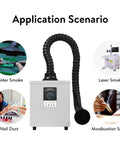Pro Grade Soldering Fume Extractor with 150W strong suction and 3 stage filter shown with various smoke applications