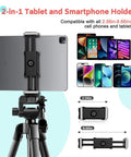 64 Inch Camera And Tablet Tripod With Remote For iPad And iPhone, Aluminum Alloy Legs, 2 In 1 Phone Holder for Cameras, Tablets