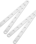 Flat Straight Furniture Brackets Set of 4 in Stainless Steel, 9.63 x 0.79 x 0.12 Inches, with pre-drilled holes for reinforcement