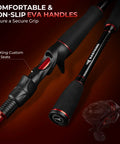 Twin Tip Spin Cast Fishing Combo 6 Foot 6 Inch Medium Action Rod Two Piece With Extra Tip And Size 30 Reel, EVA handles visible