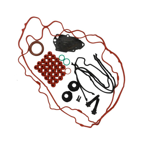 Kick Your Engine Into High Gear With This Heavy Duty Timing Chain Cam Phaser Solenoid Oil Pump Kit For 2004-2008 Lincoln 5.4L V8 That Fixes Slow Starts And Rough Idles Without Breaking The Bank. gasket kit parts on white background