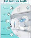 Wireless Garbage Disposal Switch With 500ft RF Range Magnetic Base Quick Install info graphic showing durability features.