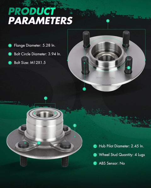 Beefy Wheel Bearing And Hub Assembly Kit For Nissan Sentra NX 200SX Lucino Tsubame 4 Bolt Rear shown with dimensions and specs