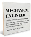 Mechanical Engineer Gift For Women And Men, Definition Wood Sign Plaque, Rustic Home Office Decor Keepsake, 6.2 By 6.2 Inches