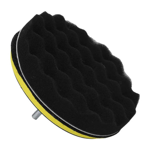 Versatile 6 Inch Sponge Polishing Buffing Pad Wheel Kit For Car Waxing Surface Cleaning And Detailing Easy To Use Durable Wool And Foam Discs, black foam pad with ridges.