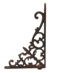 Ornate iron bracket side view of Six Piece Cast Iron Angle Bracket Beefy Heavy Duty Wall Mount For Adjustable Triangle Shelves And Floating Furniture Displays Durable DIY Hardware For Sturdy Corner Storage And Space Saving Modern Home Decor