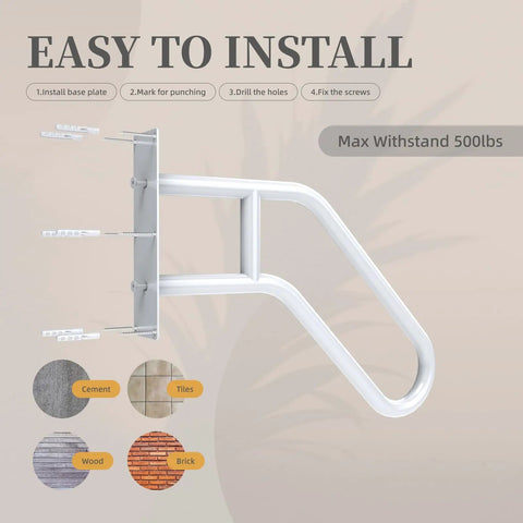 Installation guide for Top Shelf White Handrails For Outdoor Steps Wall Mount And Stair Rails With Anti Slip Grip
