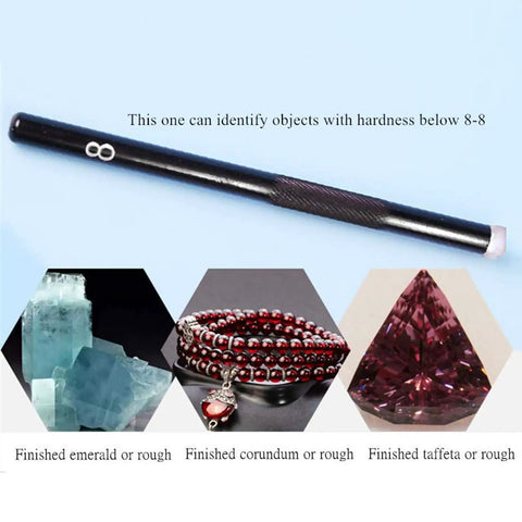 5 Through 9 Mohs Hardness Pen Kit With Storage Box For Quick Scratch Tests Jewelry Glass Jade And Minerals Dope Tool Set With Durable Metal Pen Holder, black pen on blue background