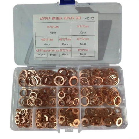 Real Thick Purple Copper Flat Washer Gasket Assortment Kit With Carry Box High Heat Resistant Sealing Rings For Sump Automotive Marine Fixups Solid Heavy Duty Gear For Shop Or Home Work 300 Piece Pack Fits Big Jobs Easy Peasy, copper washer kit in carry box