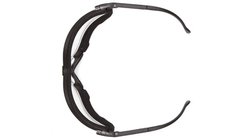 Infrared Filter Safety Eyewear 3.0 H2X AF with fully adjustable straps and temples, polycarbonate eye socket, top view, Made in Taiwan.