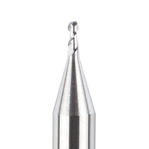 Close-up view of Aluminum End Mills Set One Eighth Inch Shank Two Flute CNC Spiral Router Bits Upcut For Aluminum And Non Ferrous Metals