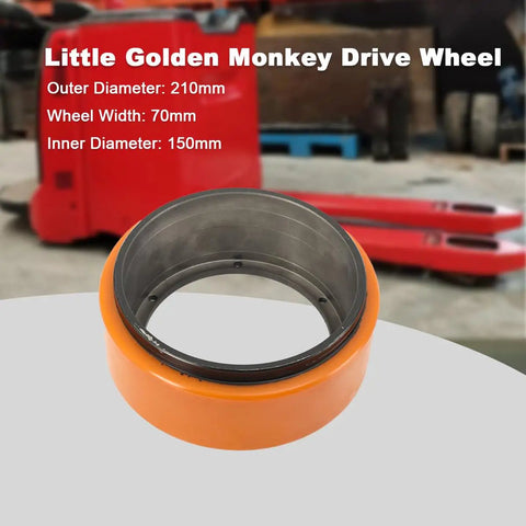 Premium Drive Wheel For MT15 And PU Replacement fits Electric pallet Jack Trucks, 210mm, heavy duty polyurethane construction.
