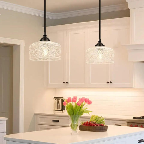 Adjustable Black Vintage Pendants With Ninety Degree Swivel Heads For Kitchen Islands And Bedrooms Offering Height Range That Kills Annoying Glare And Delivers A Killer Farmhouse Vibe Worth Buying in kitchen with floral arrangement.