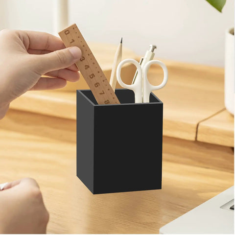 Two Pack Acrylic Pen And Pencil Holder Set For Desk Organization Black Makeup Brush Holder Cup Storage Office Desktop Organizer Keeps Pens Pencils And Makeup Brushes Neatly Separated