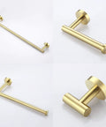Brushed Gold Stainless Steel Bathroom Hardware Set With Toilet Paper Holder, Towel Bar, Hand Towel Rail And Robe Hook, SUS 304
