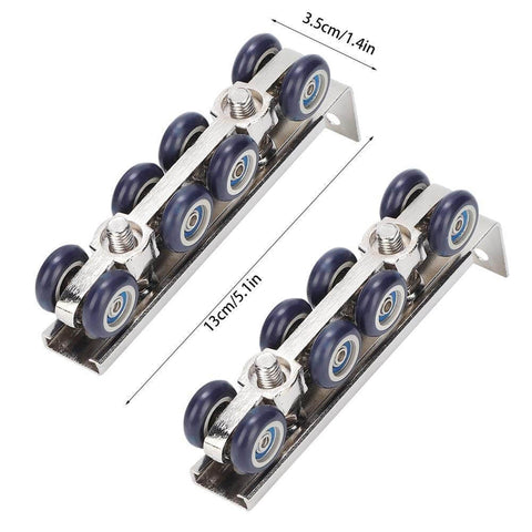 8 Wheel Door Track Pulley Kit For Sliding Barn Doors, Silent Rolling Floor Track System With Detachable L Shape Inserts