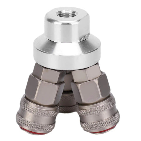 Heavy Duty 3 Way Quick Coupler For Air Tools And Pneumatic Systems With Chrome Plated Finish G One Quarter Inch Thread Carbon Steel