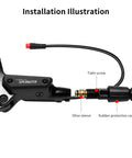 ZTZ 4-piston eBike hydraulic brake set installation diagram: black lever with hose, olive sleeve, rubber protective case