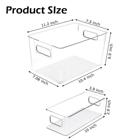 Total Game Changer Clear Plastic Storage Bins Eight Pack Of See Through Pantry Organizers And Fridge Containers Designed For Kitchen Cabinets Freezer Or Dead Simple Home Organization Workflow dimensions and size details