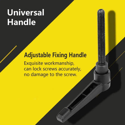 Four Pack M8 Male Thread Clamping Lever Handles Featuring Rock Solid Stainless Steel Construction With No Sweat Adjustment For Fast Machine Tweaks Black 70mm Finish shop-ready adjustable fixing handle with black grip and long screw.