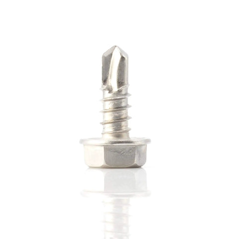 Heavy Duty Hex Head Self Drilling Screws Size 10 Half Inch Long Made From Tough 410 Stainless Steel Mounts On Metal Drywall Or Plastic Offering No Sweat Installation And Dang Solid Grip For Weekend Fixes In A 100 Pack