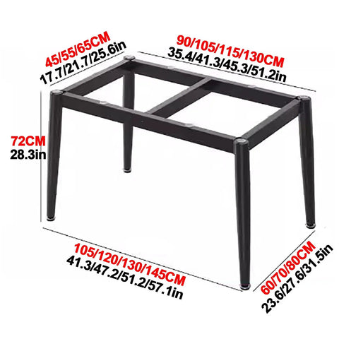 Heavy Duty Iron Furniture Legs Built Like A Tank For Heavy Tables And Benches Industrial Rustic Wrought Steel Tube Base with dimensions.