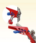 Red Stainless Steel Ball And Gate Valve Lockout Device installed on a metal pipe, showcasing rust-resistant safety mechanism for maintenance.