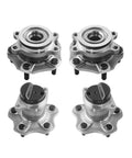 Set Of Four Front And Rear Wheel Hub Bearing Assemblies For 2013 To 2019 Nissan Sentra L4 1.6L And 1.8L displayed on white background