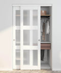 Sliding Bypass Closet Door Set, 48 Inches Wide By 80 Inches Tall, 24.5In Panels With Frosted Glass For Privacy, installed view