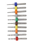 Durable Tungsten Carbide Micro Drill Bits Set For PCBs With multicolored collars, precision 1.1 to 2.0mm sizes, high-speed use