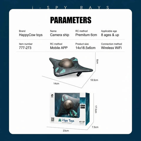 WiFi RC Underwater Camera Boat With HD Lens, 6 Channel Gravity Control, Real Time Video Transmission Via App, package details