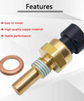 Coolant Temperature Sensor ECT For Chevy Buick GMC Cadillac Pontiac, Ultimate Replacement Unit For GM Cars, Fits Camaro Malibu Silverado Tahoe Suburban Equinox Impala Aveo Express HHR And More. Brass sensor with copper washer