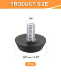 Heavy Duty M6 Adjustable Furniture Feet Levelers Zinc Plated Carbon Steel Screw In Glides Anti Slip Pads for table legs, 21mm base.