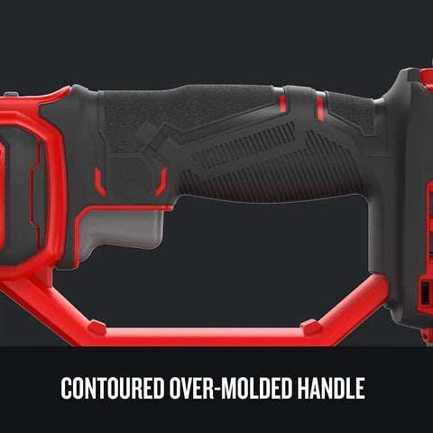 Close-up of contoured over-molded handle on V20 Cordless Angle Grinder Kit With 4 1/2 Inch Disc, Battery And Charger Included.
